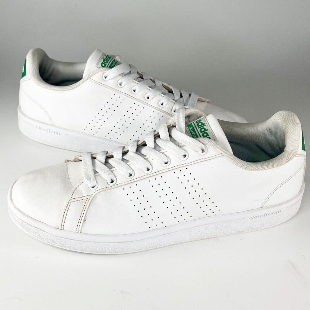 adidas White Sneakers with Green Accents